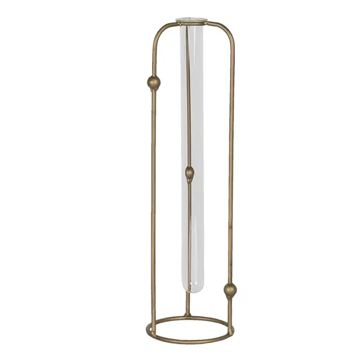 Skleněná váza Zkumavka ve stojánku - 10*35 cm Clayre & Eef