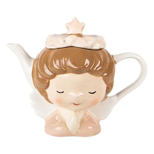 Keramická konvička na čaj hlava dívky s čelenkou - 21*12*16 cm / 650 ml Clayre & Eef