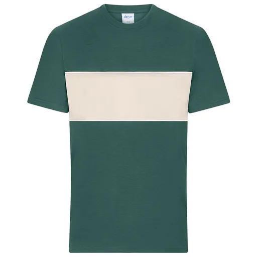 James & Nicholson (Daiber) Tričko s kontrastním pruhem 8049 - Kouřově zelená / pískovcová | XL