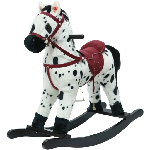 Teddies Kůň houpací bíločerný plyš 71cm