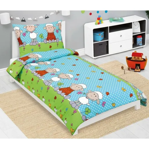Bellatex Dětské krepové povlečení Ovečka modrá, 140 x 200, 70 x 90 cm