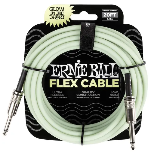 Ernie Ball Flex Instrument Cable Straight/Straight 20ft - Glow in Dark