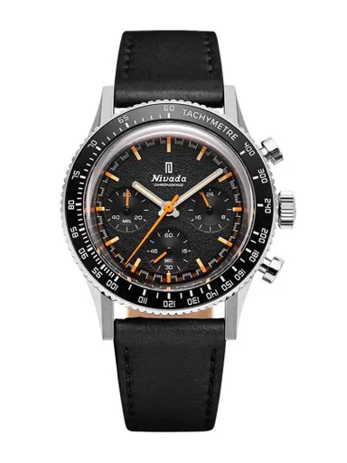 Nivada Grenchen Chronoking Mecaquartz - Inter. Bezel - Black Leather