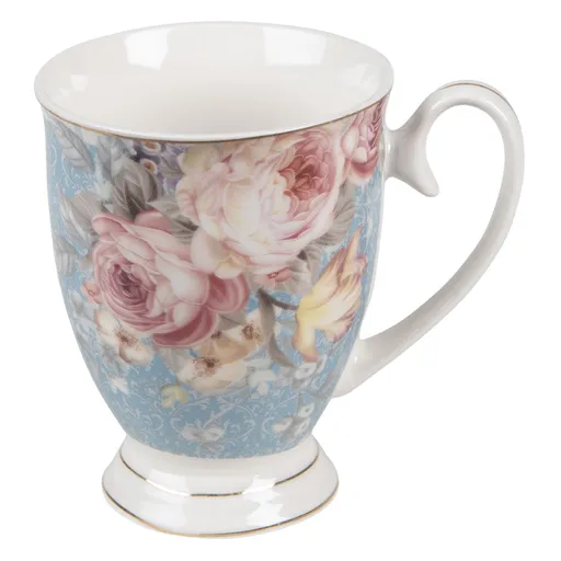 Porcelánový hrnek se zlatou linkou Peony Rosé - 11*8*10 cm / 300 ml Clayre & Eef