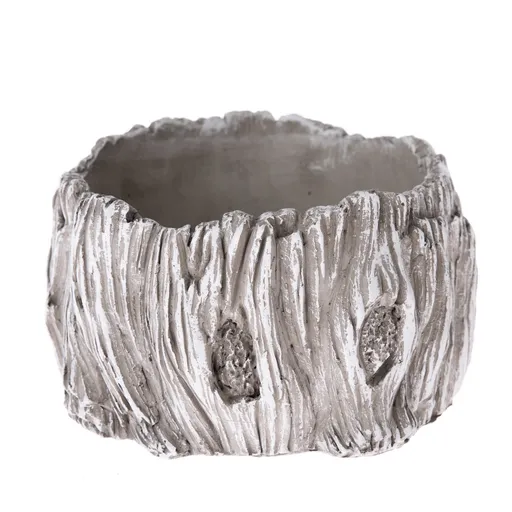 Betonový květináč dekor Kůra stromu šedá, 17 x 10 cm, pr. 17 cm