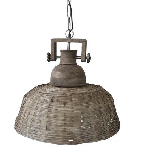 Přírodní dřevěné světlo s ratanovým stínidlem Roellie - Ø 50*43 cm/ E27/ 25W Chic Antique