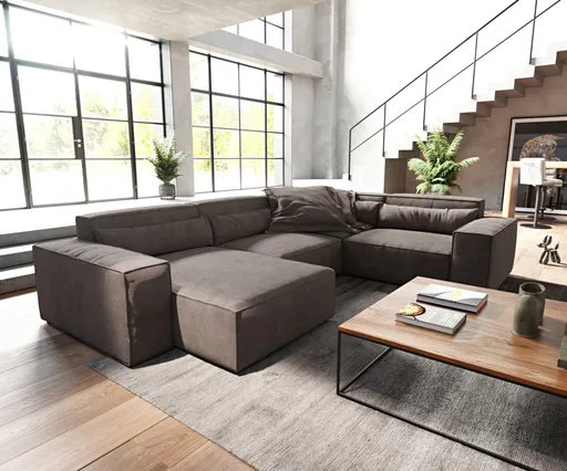 Pohovka ve tvaru "U" Sirpio D 330x240 cm mikrovlákno khaki