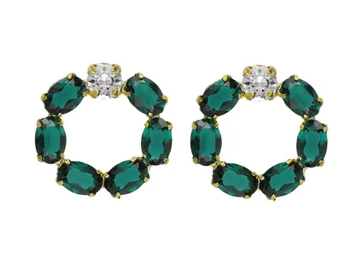 Victoria Cruz Oslnivé náušnice se zelenými krystaly Harmony A4688-20DT