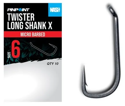Nash háčky twister long shank x micro barbed 10 ks - velikost 4