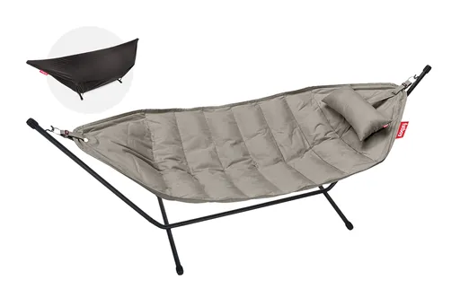 Houpací síť headdemock superb vč. polštáře a černé konstrukce, více variant - Fatboy Barva: grey taupe