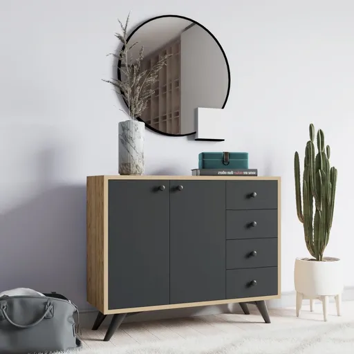 Víceúčelová skříňka Waga - Oak, Anthracite