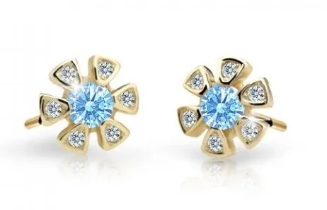 Cutie Jewellery Zlaté dětské náušnice C2156-30-X-1 světle modrá