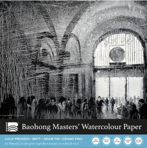 Akvarelový blok Baohong Masters 20x20cm cold pressed 300g