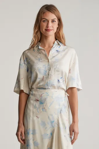 KOŠILE GANT REL FLORAL PRINT SS SHIRT PUTTY