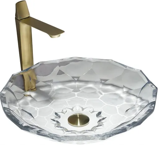 MEXEN Inga skleněné umyvadlo na desku 44 x 44, transparent 24074400