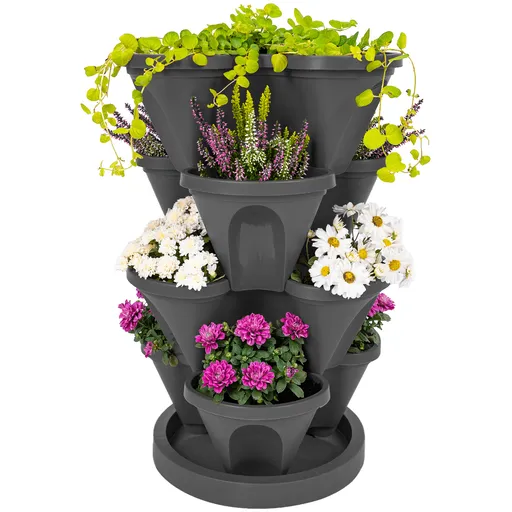 4Home Květinová kaskáda 4dílná, antracit, 4 patra