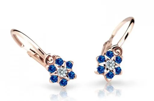 Cutie Jewellery Půvabné dětské náušnice z růžového zlata C2152-10-X-4 modrá