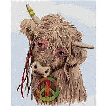 Zuty - Malování Podle Čísel - Hippie Kráva (Myroslava Voloschuk), 80X100 Cm, Plátno (8596530223702)