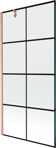 MEXEN/S Next vanová zástěna FIX 90 x 150, černá vzor, měď kartáčovaná 895-090-000-00-70-77 895-090-000-00-77-65