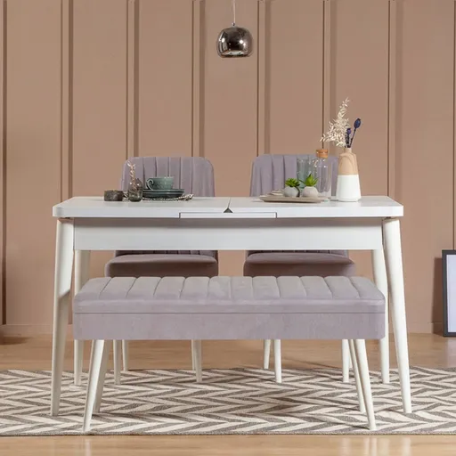 Jídelní set s rozkládacím stolem a židlemi (4 kusy) Vina 0701 - 3 - White, Grey