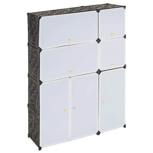 Divero Úsporný designový zásuvný regál, černá a bílá