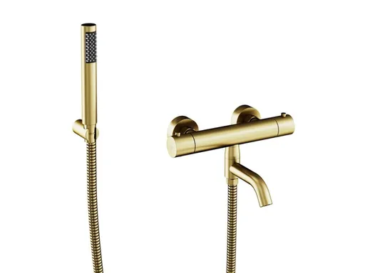 BESCO Nástěnná termostatická vanová baterie VEO zlatá broušená s příslušenstvím BABWVSTBZ