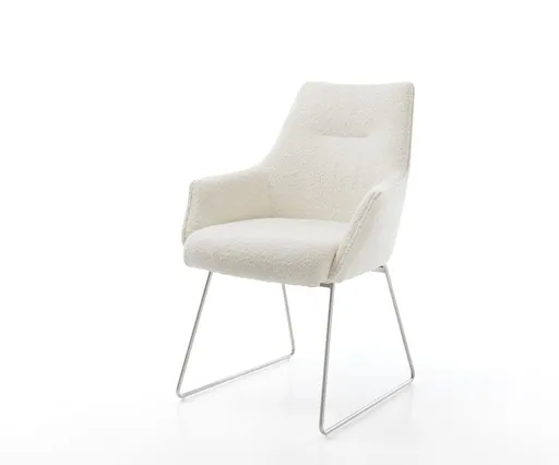 Jídelní židle Alja-Flex bouclé bílá podnož tenká z nerezové