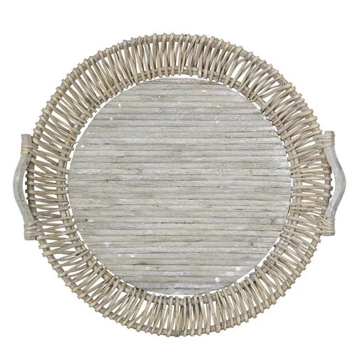 Dřevěný kulatý podnos s uchy Willows L - Ø 86*11cm Mars & More