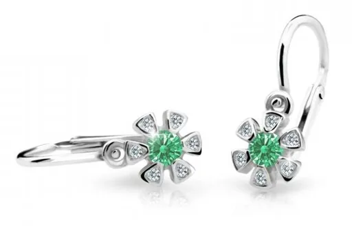 Cutie Jewellery Dětské náušnice z bílého zlata C2156-10-X-2 zelená