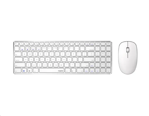 RAPOO set klávesnice a myš 9300M, bezdrátová, Multi-Mode Slim Mouse, Ultra-Slim Keyboard, bílá