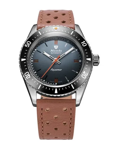 Nivada Grenchen Aquamar Grey - Brown Racing Strap