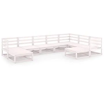 9dílná zahradní sedací souprava bílá masivní borovice, 3075755 (3075755)