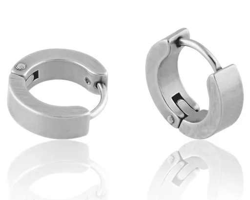 Kruhové náušnice z oceli - hladké, stříbrná barva