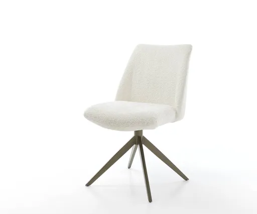 Jídelní židle Elso-Flex křížová podnož široká kov bouclé bílá