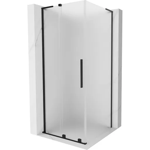 MEXEN/S Velar L sprchový kout, posuvné dveře 100 x 100, dekor, černá 871-100-100-33-70
