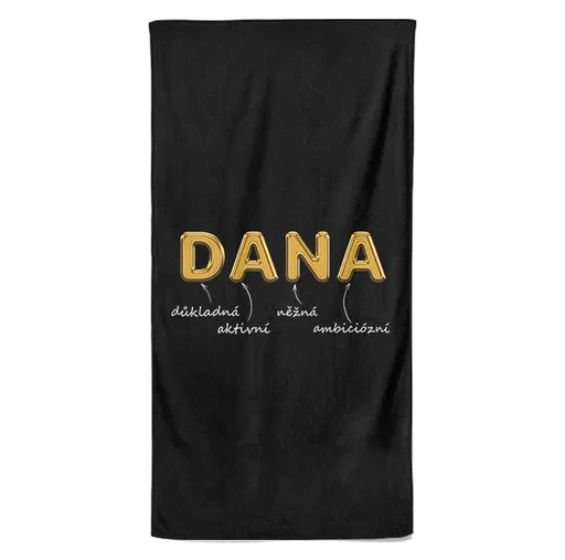 Osuška Ženská jména – GOLD (Jméno: Dana, Velikost osušky: 70x140cm)