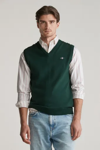 VESTA GANT CLASSIC COTTON SLIPOVER TARTAN GREEN