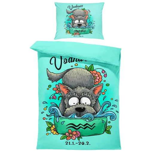 Povlečení Psí znamení – vodnář (Rozměr : 1x140/220 + 1x90/70)