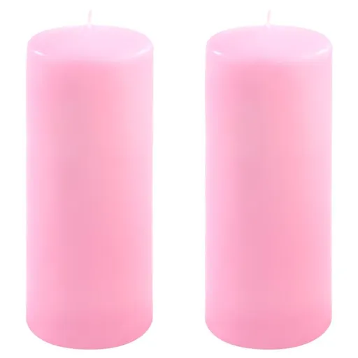 Růžová parafínová svíčka 25 cm, 180 h hoření, sada 2 ks