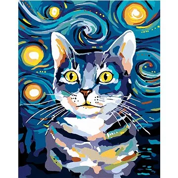 Malování podle čísel - Kocourek pod noční oblohou (HRAmal00944nad)