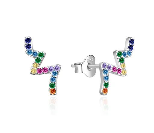 Agato Stříbrné podélné náušnice s barevnými zirkony AGT-E188PC