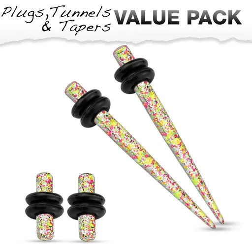 Sada čtyř ocelových piercingů do ucha, žlutá, růžová a bílá barva - Tloušťka : 1.6 mm