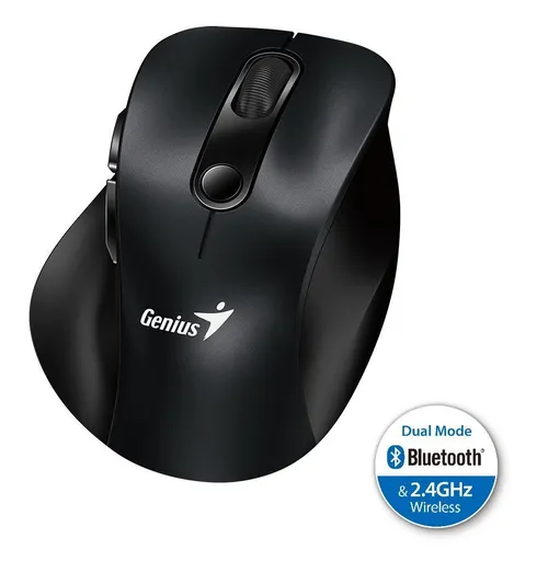 Genius Ergo 9000S, Myš, bezdrátová, optická, 2400DPI, 6 tlačítek, Bluetooth, 2.4GHz, USB, černá