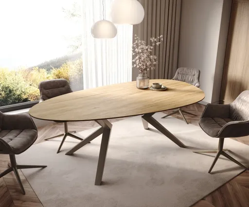 Jídelní stůl Edge Oval 220x120 keramický Laminam® Sabbia dubová