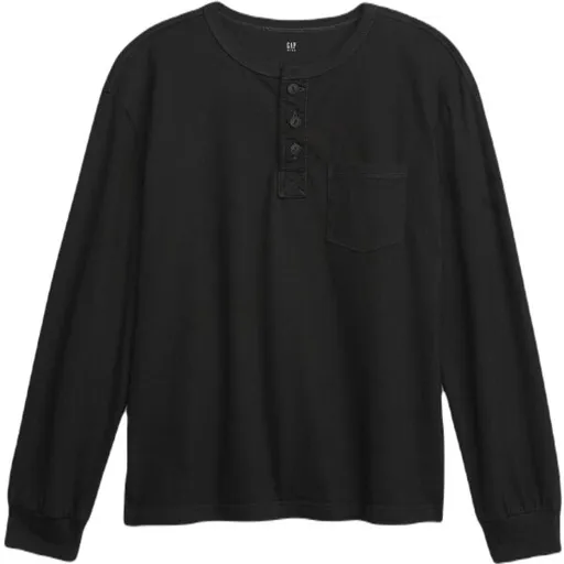GAP LS VINTAGE HENLEY Chlapecké tričko, černá, velikost