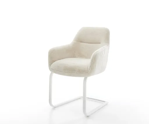 Jídelní židle Pejo-Flex plyšový manšestr krémová bílá konzolová