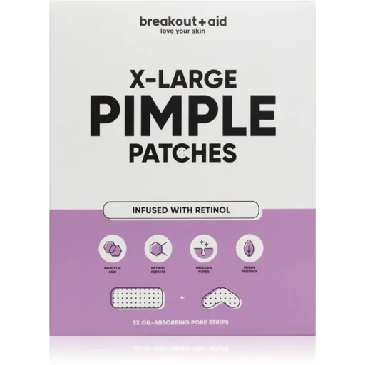 breakout + aid Pimple Patches X-Large lokální péče proti akné s retinolem 5 ks