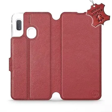 Flip pouzdro na mobil Samsung Galaxy A20e - Tmavě červené - kožené -   Dark Red Leather (5903226908264)
