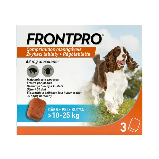 FRONTPRO Žvýkací tablety pro psy 10–25 kg 68 mg 3 tablety