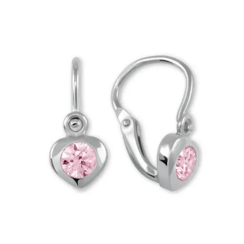 Soliter Zlaté dětské náušnice Srdíčka s růžovým krystalem 236 001 00675 07